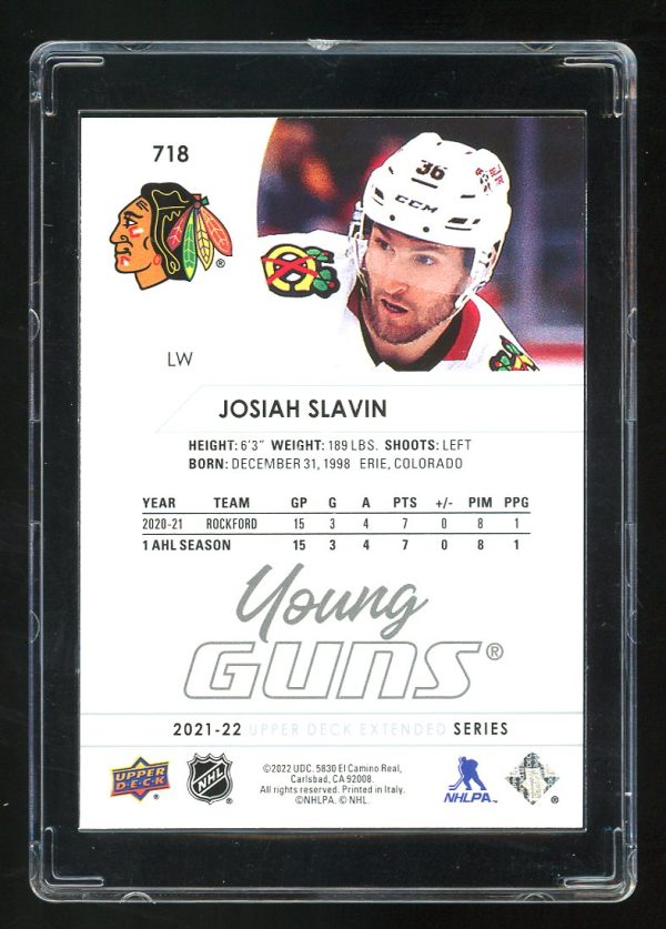 2021-22 Upper Deck Young Guns Josiah Slavin # 718 - Image 2