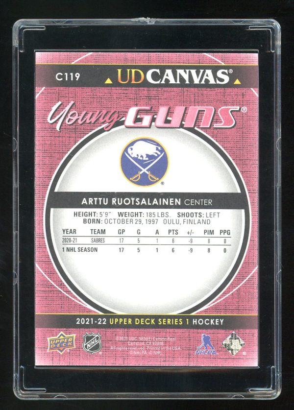 2021-22 Upper Deck Canvas young guns Arttu Ruotsalainen # C119 Buffalo Sabres - Image 2