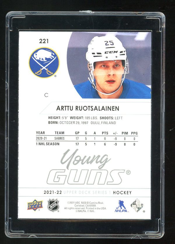 2021-22 Upper Deck Young Guns Arttu Ruotsalainen #221  Buffalo Sabres - Image 2