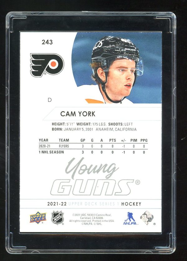 2021-22 Upper Deck Young Guns Cam York # 243 Philadelphia Flyers - Image 2