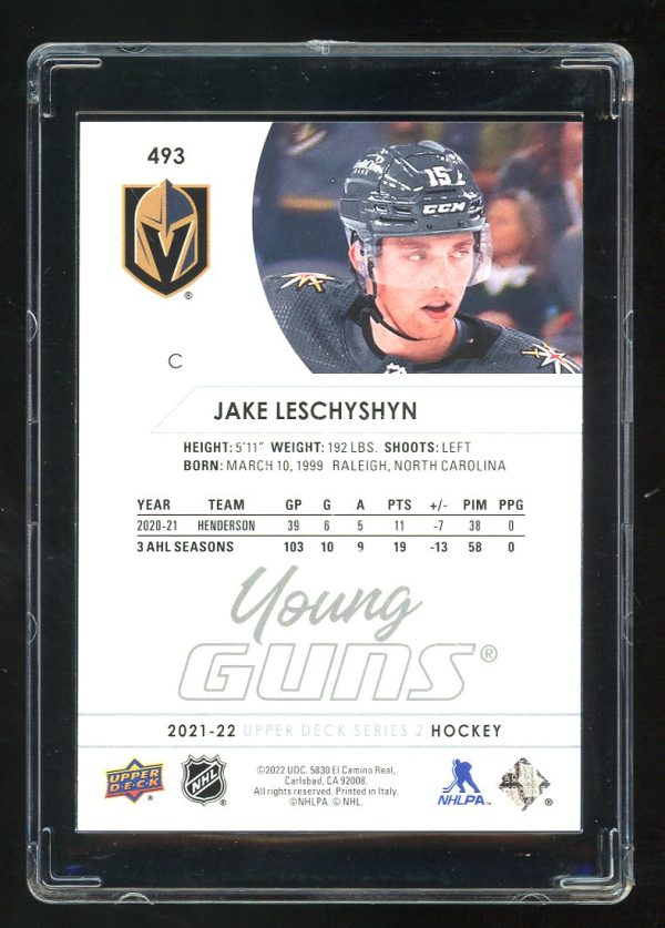 2021-22 Upper Deck Young Guns Jake Leschyshyn RC #493  Vegas Golden Knights - Image 2