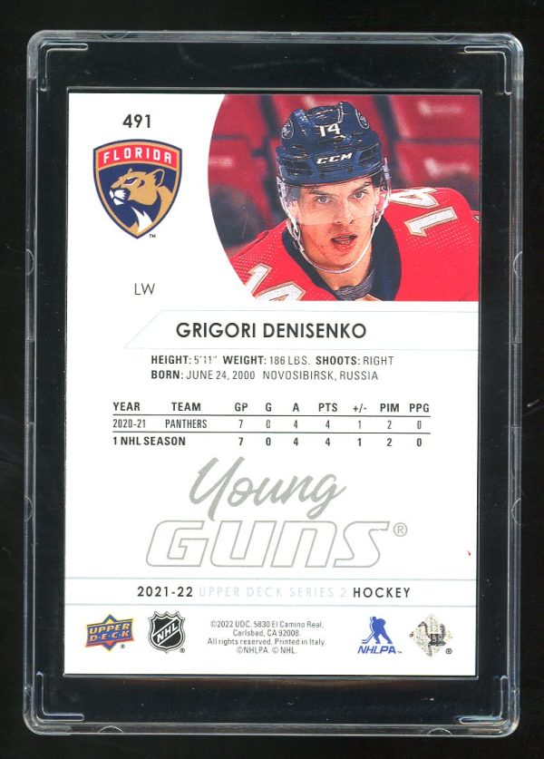 2021-22 Upper Deck Young Guns Grigori Denisenko #491 RC Florida Panthers - Image 2