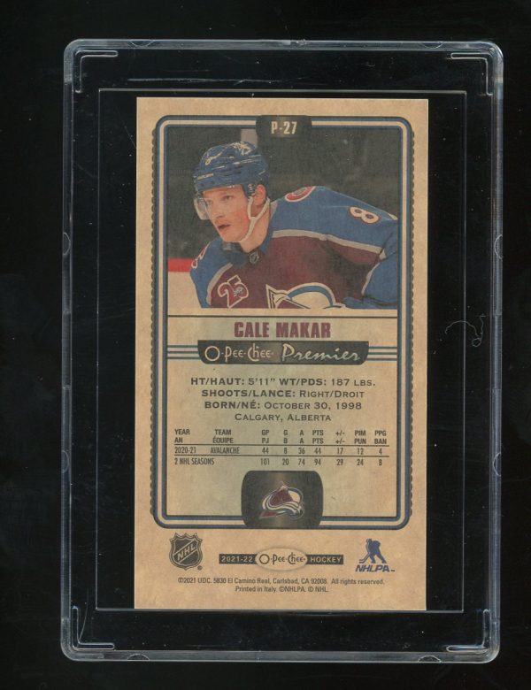 2021-22 O-Pee-Chee OPC Premier Tallboys Cale Makar #P27 Colorado Avalanche - Image 2