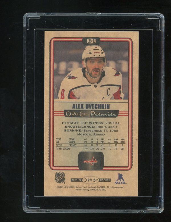 2021-22 O-Pee-Chee OPC Premier Tallboys Alex Ovechkin #P34 Washington Capitals - Image 2