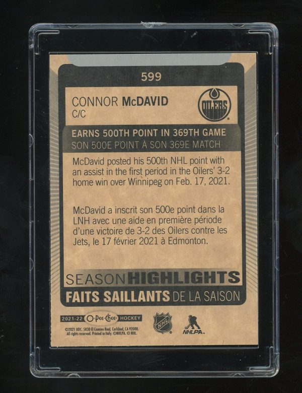 2021-22 O-Pee-Chee Season Highlights Connor McDavid #599 Edmonton Oilers - Image 2