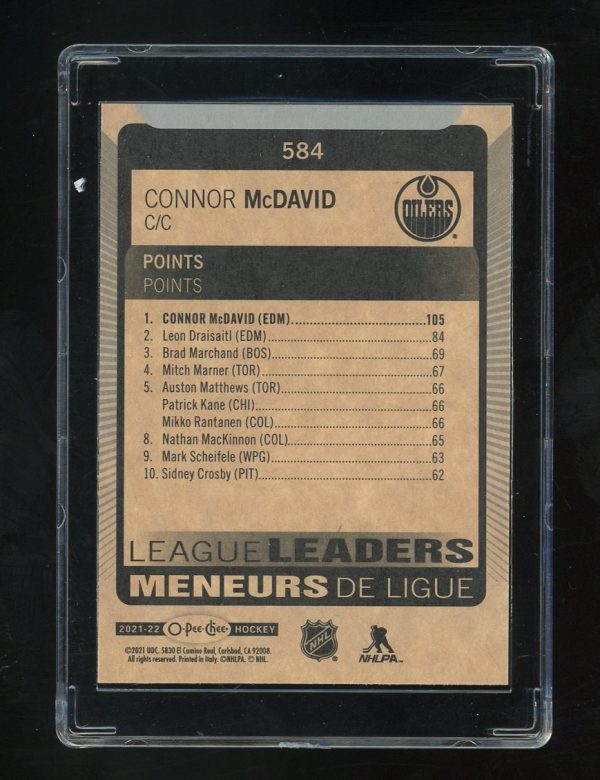 2021-22 O-Pee-Chee League Leaders Connor McDavid #584 Edmonton Oilers - Image 2