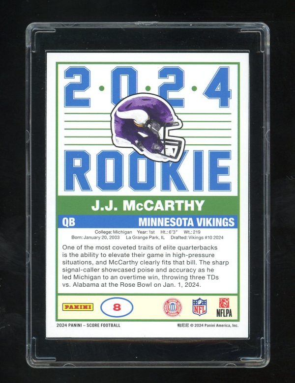 2024 Score 35th Anniversary Rookie #8 J.J. McCarthy Minnesota Vikings - Image 2