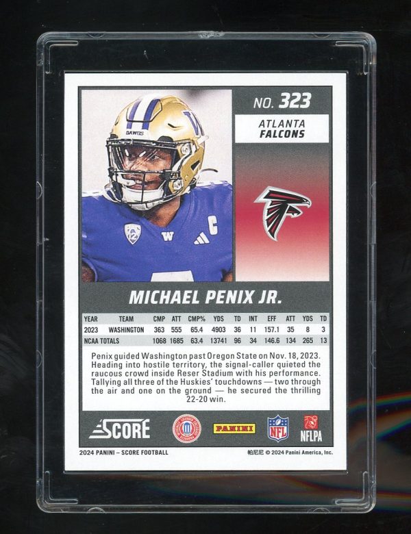 2024 Score #323 Michael Penix Jr. RC Atlanta Falcons - Image 2