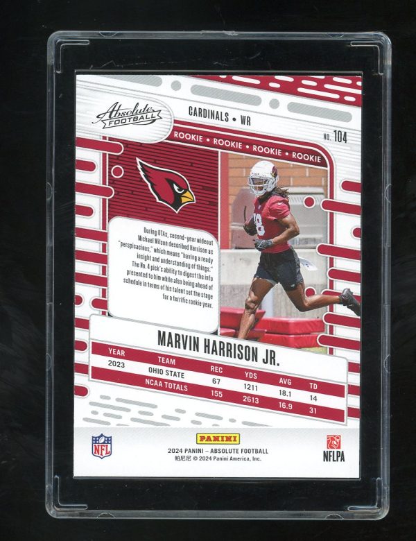 2024 Absolute #104 Marvin Harrison Jr. RC Arizona Cardinals - Image 2