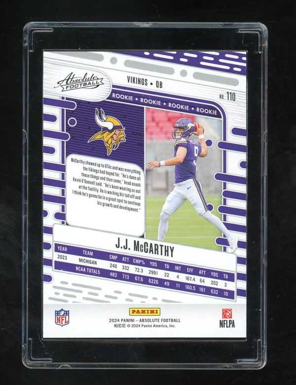 2024 Absolute #110 JJ McCarthy RC Minnesota Vikings - Image 2