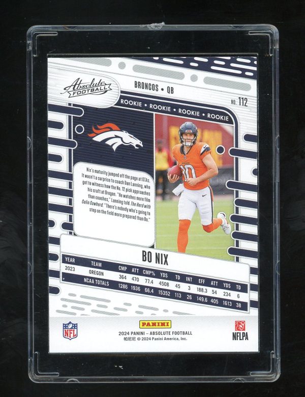 2024 Absolute #112 Bo Nix RC Denver Broncos - Image 2