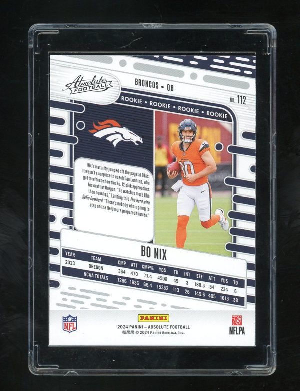 2024 Absolute #112 Bo Nix RC Denver Broncos - Image 2