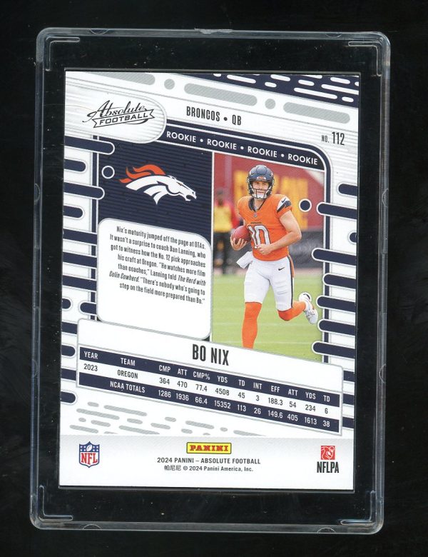 2024 Absolute #112 Bo Nix RC Denver Broncos - Image 2