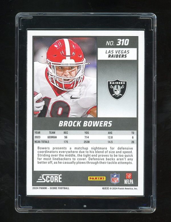 2024 Score #310 Brock Bowers RC Las Vegas Raiders - Image 2